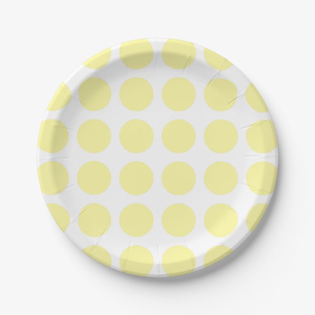 Hellgelber Polka-Punkt-PapierTeller Pappteller (Vorderseite)