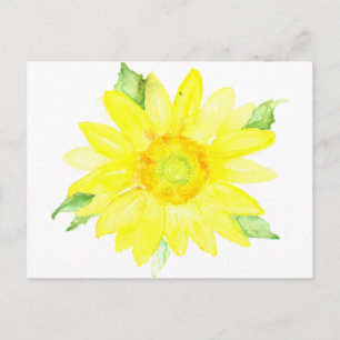 Hellgelber Sommer Sonnenblumen Wasserfarbe Postkarte