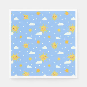Hellgelber Sonnenschein und Wolken Serviette