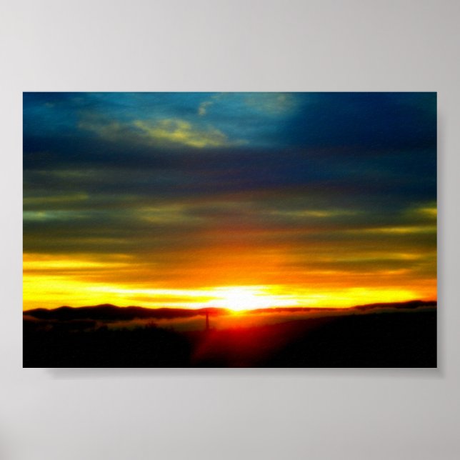 Hellgelber Sonnenuntergang. Poster (Vorne)