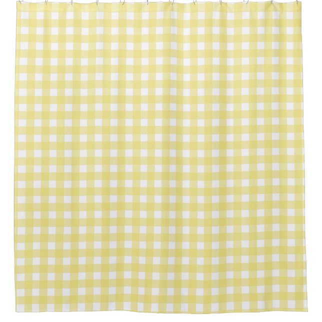 Hellgelber und weißer Gingham Duschvorhang (Vorderseite)