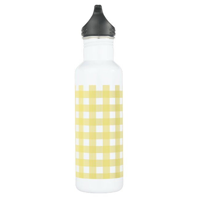 Hellgelber und weißer Gingham Edelstahlflasche (Rechts)