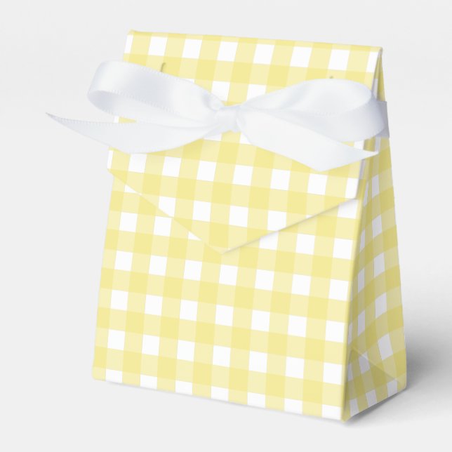 Hellgelber und weißer Gingham Geschenkschachtel (Vorderseite)