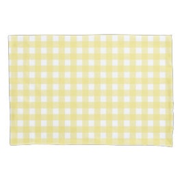 Hellgelber und weißer Gingham Kissenbezug