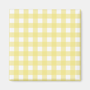 Hellgelber und weißer Gingham Magnet