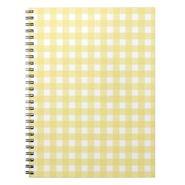 Hellgelber und weißer Gingham Notizblock (Vorderseite)