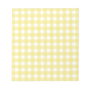 Hellgelber und weißer Gingham Notizblock