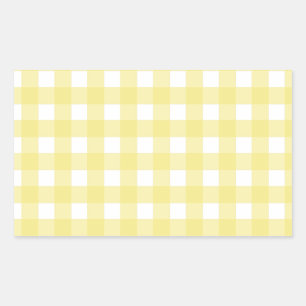 Hellgelber und weißer Gingham Rechteckiger Aufkleber