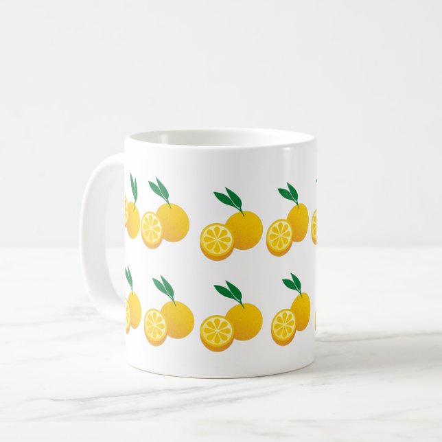 Hellgelber Zitronenfrüchte Kaffeetasse (Vorderseite Links)