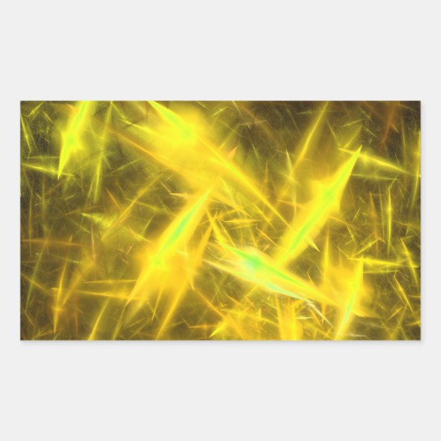 hellgelbes, Abstraktes Fraktal-Rectangle-Aufkleber Rechteckiger Aufkleber (Vorderseite)