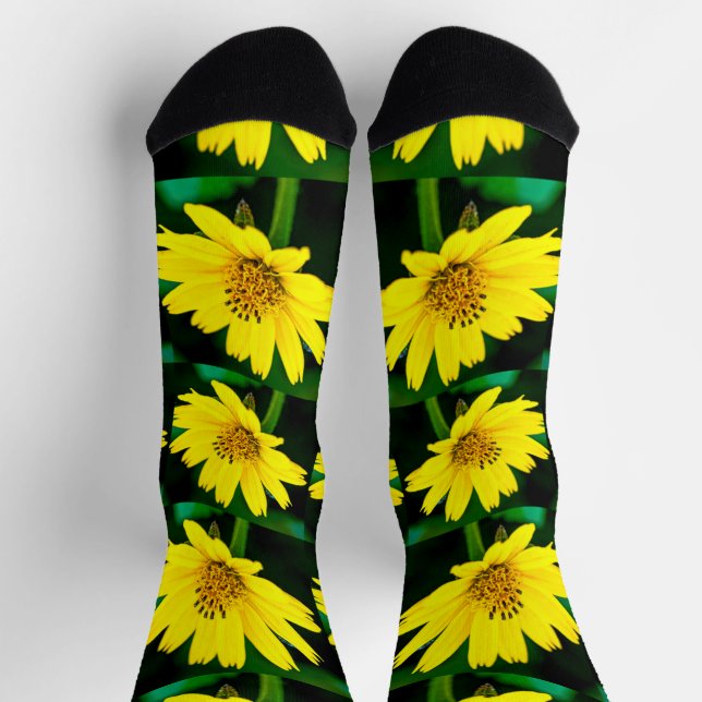 Hellgelbes Blumenmuster Socken (Oben)