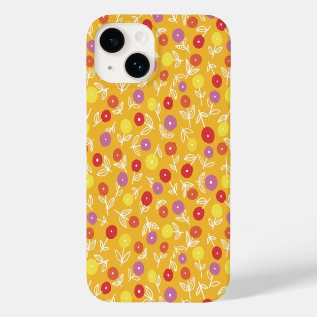Hellgelbes Blütenmuster Case-Mate iPhone 14 Hülle (Rückseite)