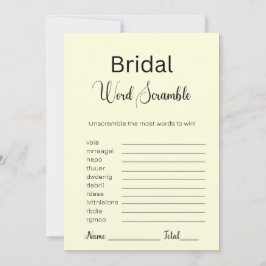 Hellgelbes Bridal Word-Scramble-Spiel Einladung