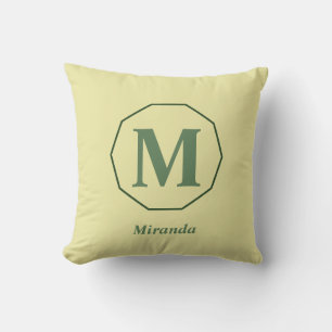 Hellgelbes, elegantes Monogramm personalisiert Kissen