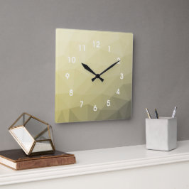 Hellgelbes graues Omelonenmuster Monogram Quadratische Wanduhr