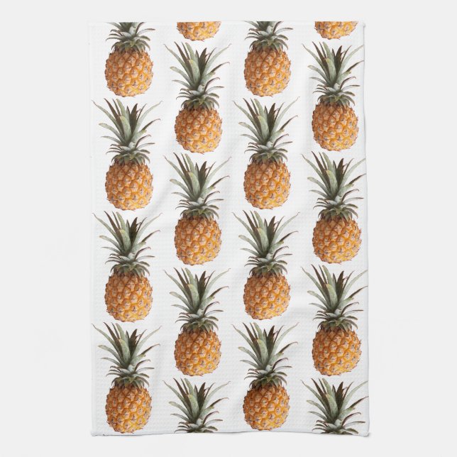 Hellgelbes, grünes Yummy-Ananas-Muster Geschirrtuch (Vertikal)