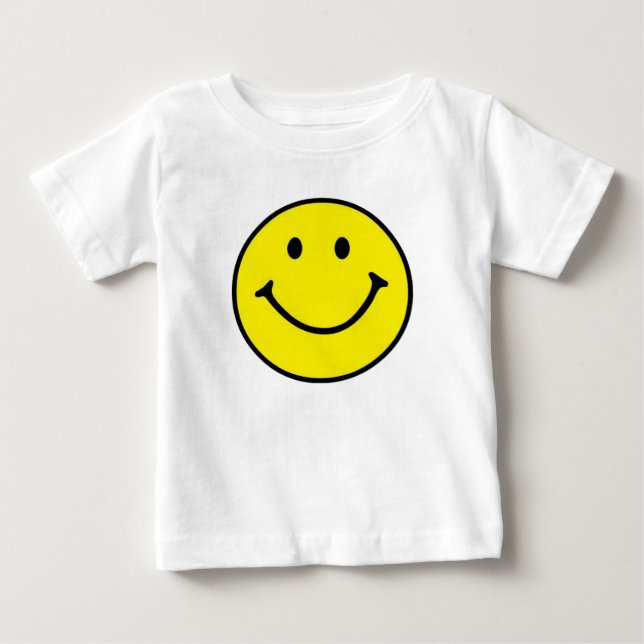 Hellgelbes Happy Lächeln Gesicht Baby T-shirt (Vorderseite)