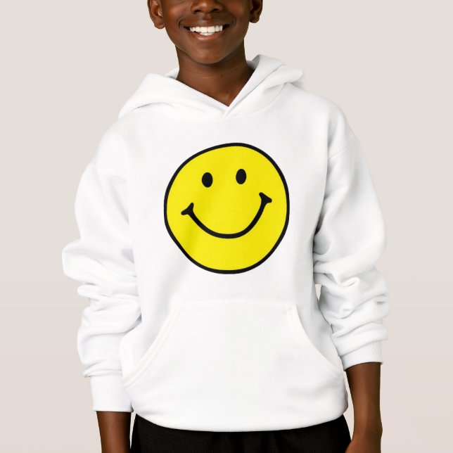 Hellgelbes Happy Lächeln Gesicht Hoodie (Vorderseite)