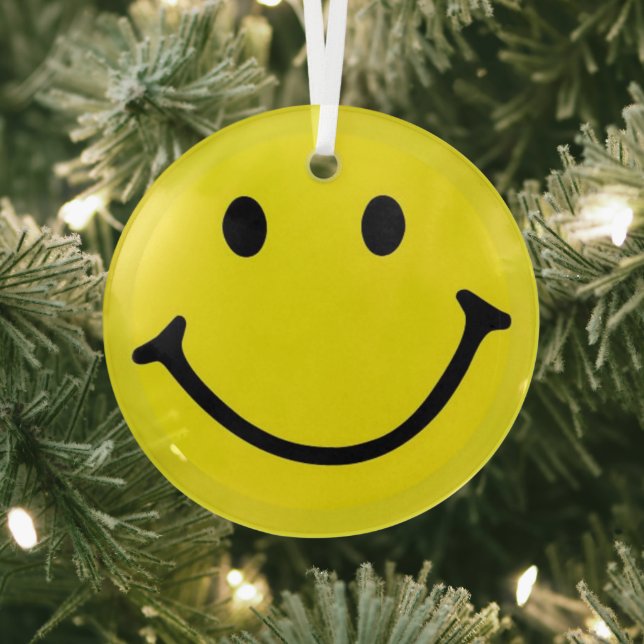 Hellgelbes Happy Lächeln Gesicht Ornament Aus Glas (InSitu)