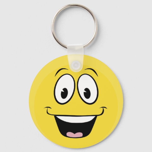 Hellgelbes Happy Lächeln Gesicht Schlüsselanhänger (Vorderseite)