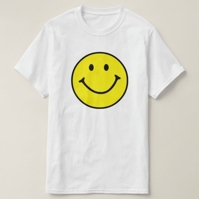 Hellgelbes Happy Lächeln Gesicht T-Shirt (Design vorne)