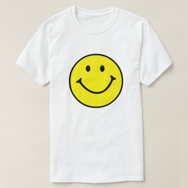 Hellgelbes Happy Lächeln Gesicht T-Shirt (Design vorne)