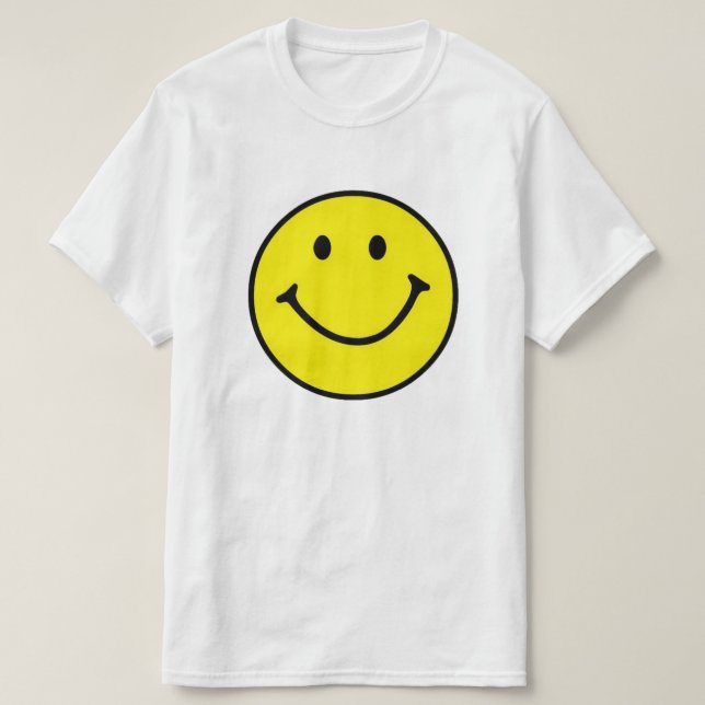 Hellgelbes Happy Lächeln Gesicht T-Shirt (Design vorne)