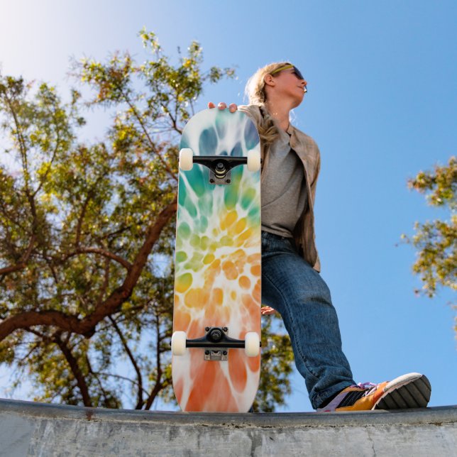 Hellgelbes Orange Blau Weiße Gefärbte Krawatte Kun Skateboard (Außenbereich 1)