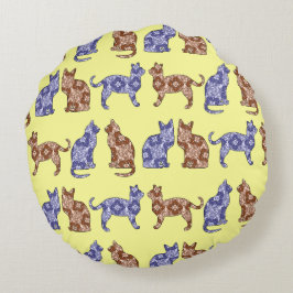 Hellgelbes Paisley-Katzen Muster Kissen Kissen