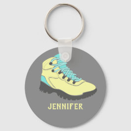 Hellgelbes Wanderboot Personalisiert grau Schlüsselanhänger