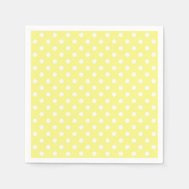 Hellgelbes weißes Polka-Punktmuster Serviette (Vorderseite)