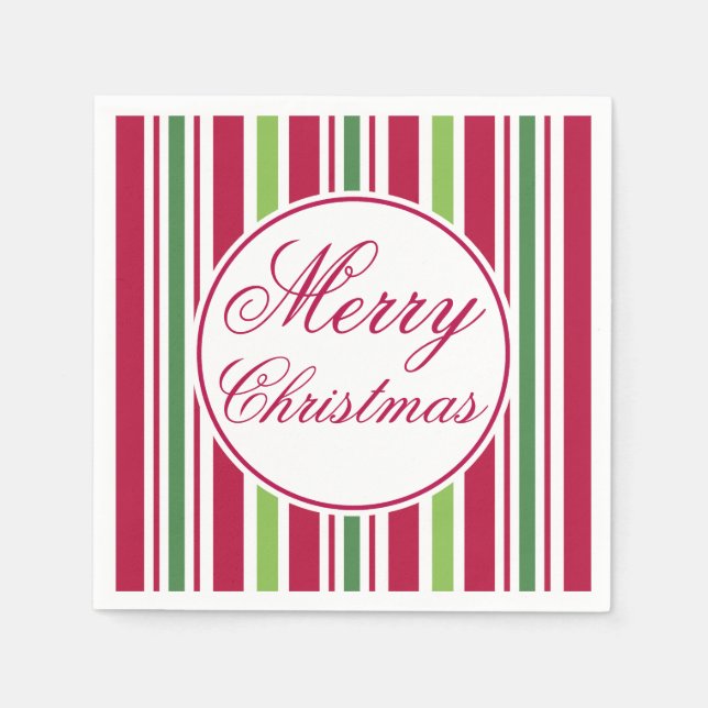 Hellgestreift frohe Weihnachten Napkins Serviette (Vorderseite)