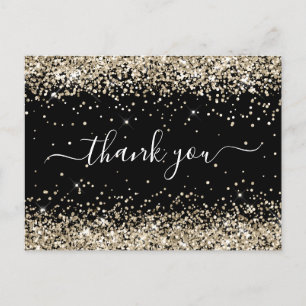 Hellgold Glitter Schwarz 40. Geburtstag Danke schö Postkarte