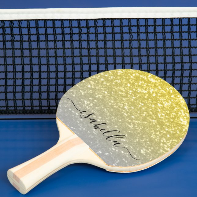 Hellgoldgraue Imitate Glitzern Individuelle Name Tischtennis Schläger (InSitu)