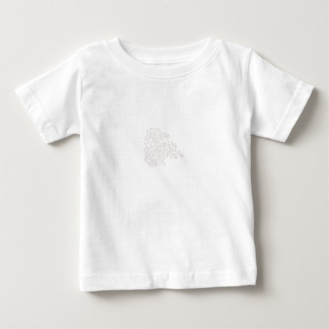 Hellgrau, Milchweiß, Blumendesign Baby T-shirt (Vorderseite)