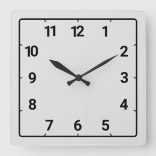 Hellgrau Quadratische Wanduhr