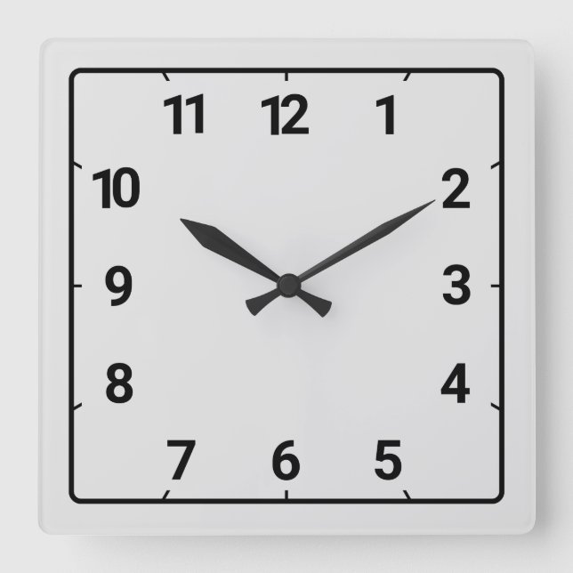 Hellgrau Quadratische Wanduhr (Vorderseite)