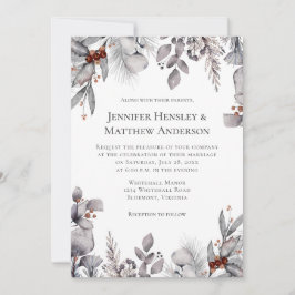 Hellgrau, Silberterracotta WinterWedding Einladung