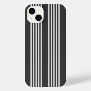 Hellgrau und Holzkohle 5 Streifen Muster iPhone 14 Plus Hülle