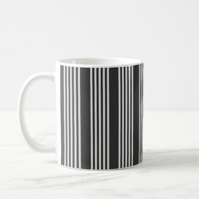 Hellgrau und Holzkohle 5 Streifen Muster Kaffeetasse (Links)