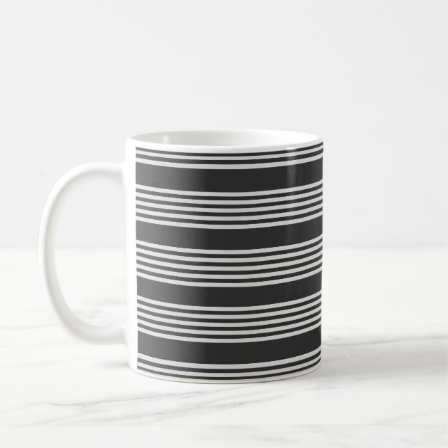 Hellgrau und Holzkohle 5 Streifen Muster Kaffeetasse (Links)