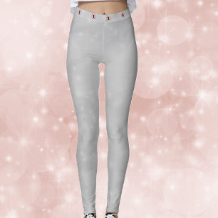 Hellgrau weiß mit schwarzen Katzen in roten Pentag Leggings