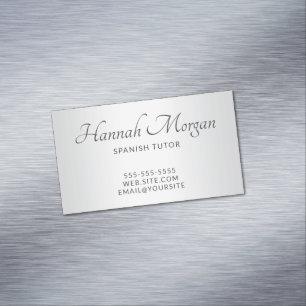 Hellgrau-weißer Ombre-eleganter Schriftzug Magnetische Visitenkarte