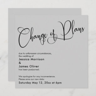 Hellgraue Änderung der Pläne Verspätete Hochzeitsk Einladung