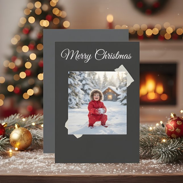 Hellgraue Familien-Weihnachtskarte 2026  Einladung (Von Creator hochgeladen)