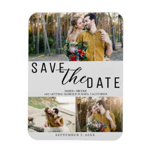 Hellgraue Hochzeit Save the Date 3 Fotos Magnet