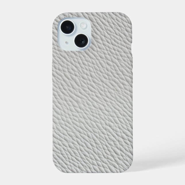 Hellgraue Lederoptik-Handyhülle iPhone 15 Hülle (Rückseite)