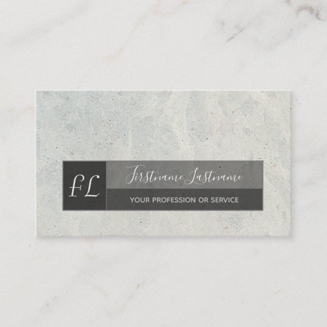Hellgraue Marmorstruktur in Monogramm Visitenkarte (Vorderseite)