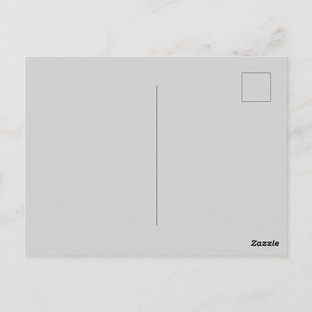 Hellgraue Postkarte mit personalisiertem Grußdesig (Rückseite)