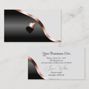 Hellgraue schwarze Rose Gold-Dekoration mit Herz Visitenkarte